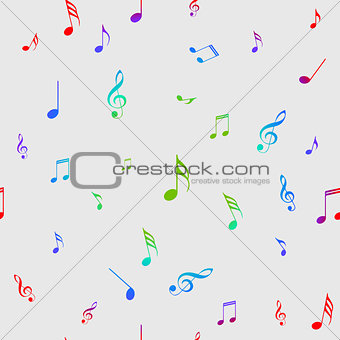 Colorful Seamless background with notes, vector illustration. seamles