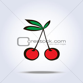 Pair of cherries icon on gray