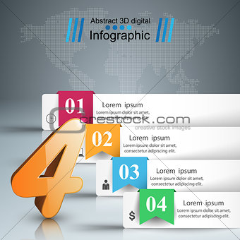 Four 3D digital illustration Infographic.