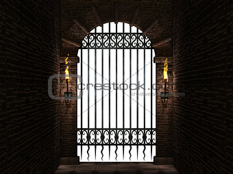 Arch with iron gate isolated