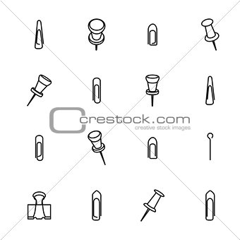 Icons clips of thin lines, vector illustration.