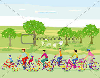 Group of cyclists take a trip