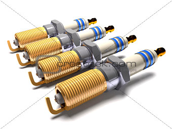Car spark plugs (3d illustration).