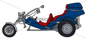 The blue heavy motor tricycle