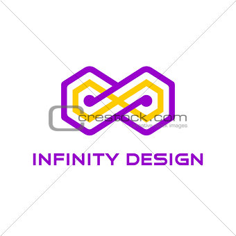 Yellow infinity with a purple silhouette around it