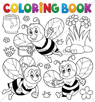 Coloring book happy bees topic 1