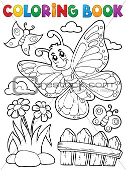Coloring book happy butterfly topic 5