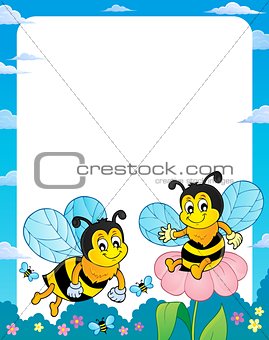 Happy spring bees theme frame 1