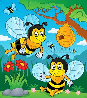 Happy spring bees theme image 1