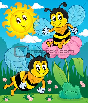 Happy spring bees theme image 2