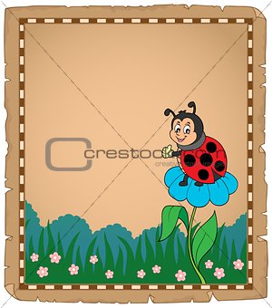 Parchment with ladybug on flower