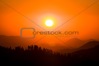 Sunset from Moro Rock in Sequoia National Park, CA