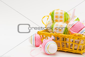 Soft Focus Easter Eggs with Art Pattern Isolated on White Background