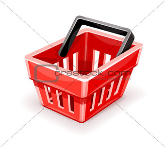 Red empty shopping basket icon