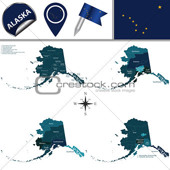 Map of Alaska with Regions