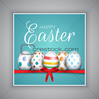 Easter egg card with red ribbon