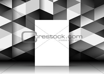 Blank canvas on abstract geometric wall 