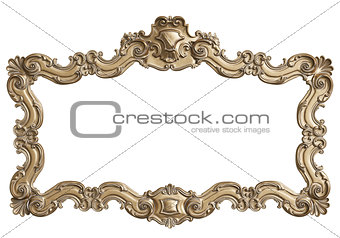 Classic mirror frame isolated on white background.