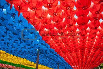 Paper lanterns at the Buddhist temple of Seokguram, South Korea