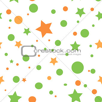 Star seamless pattern. Textile background with circles and stars. Circle seamless pattern.