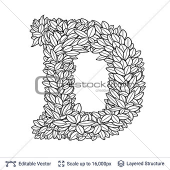 Letter D symbol of white leaves.