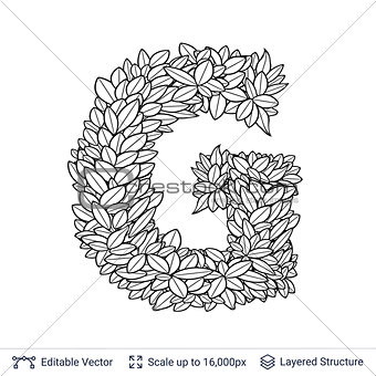 Letter G symbol of white leaves.