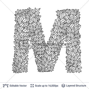 Letter M symbol of white leaves.