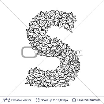 Letter S symbol of white leaves.