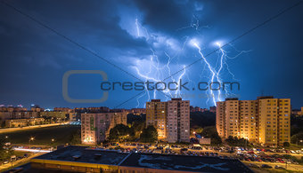 Lightnings Over Housing Estate