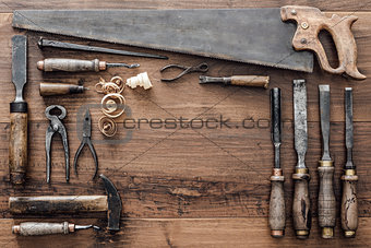 Collection of vintage woodworking tools