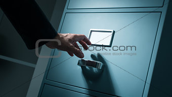 Office worker searching confidential information
