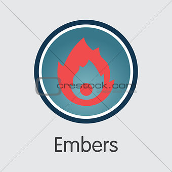 Embers Crypto Currency. Vector MBRS Pictogram Symbol.