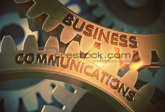 Business Communications on Golden Gears. 3D Illustration.