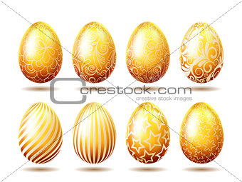 Set of Easter golden eggs