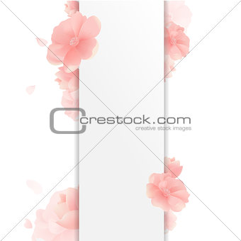 Border With Flowers And White Background