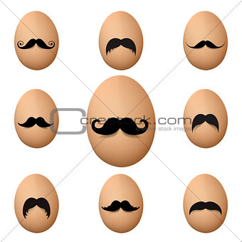 Eggs With Mustache Big Set Isolated