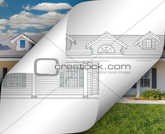House Drawing Page Corners Flipping with Photo Behind