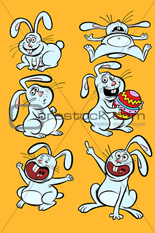 Funny Easter Bunny character set collection