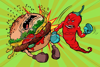 pepper beats Burger, vegetarianism vs fast food