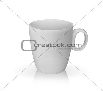 Realistic 3D model of cup white color. Vector Illustration.