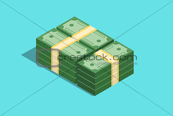 a cash paper money with isometric style and flat
