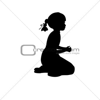 Silhouette girl sitting lap prayer