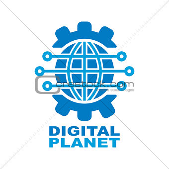 Digital planet global technology logo design template.