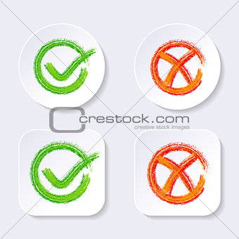 Vector check mark icons on buttons