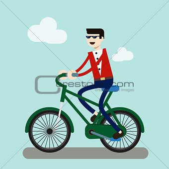 business man on bike go to work in city.energy saving for world.people business