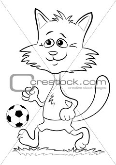 Contour Cat with Soccer Ball