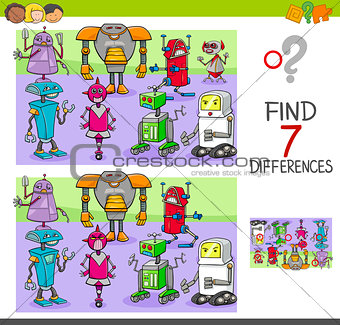 find differences game with robots fantasy characters