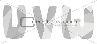 U, v, w grey alphabet letter vector set isolated on white background