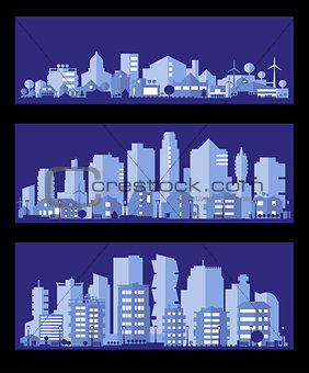 Vector illustration with a city in paper material style