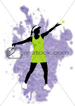 Tennis vector poster. Sports girl plaing